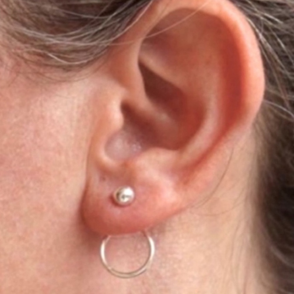NEW Silver Circle Jacket Earrings